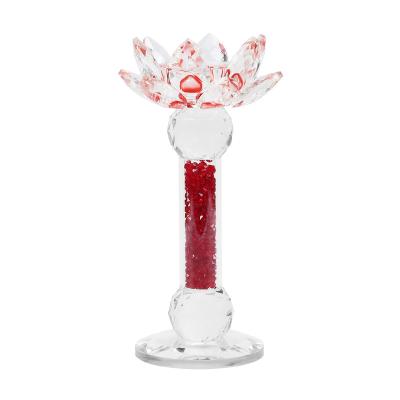 China Home Decoration Transparent Lotus Ornament Party Decoration Glass Crystal Candle Holder for sale