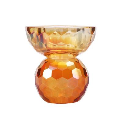 China home decoration transparent clear solid glass crystal candle holder for sale