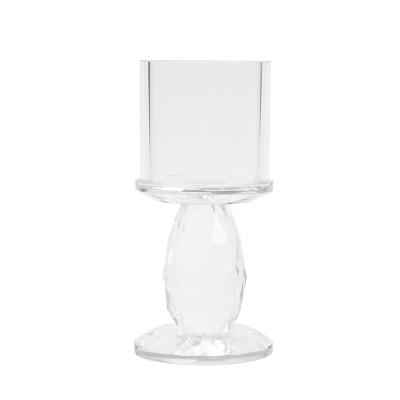 China Retail stores party decoration transparent solid glass crystal candle holder for sale