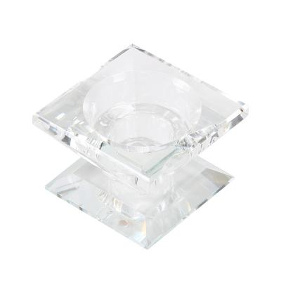 China Crystal Clear Solid Glass Candle Holder Home Decoration New Design for sale