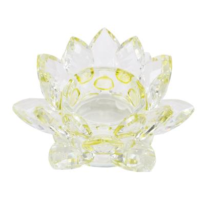 China Weddings Home Decoration Lotus Clear Solid Glass Crystal Candle Holder for sale