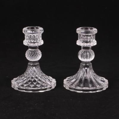 China European wholesale simple transparent clear glass crystal candle holder retro for sale