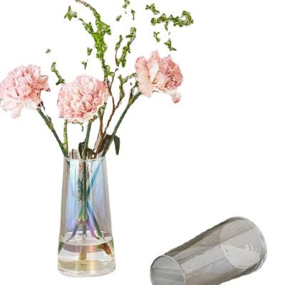 China Global wholesale colorful elegant transparent luminous flower arranging glass crystal vase for sale