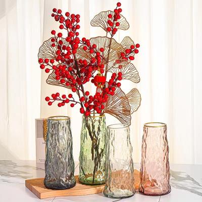 China Overall colorful elegant transparent light flower arrangement flexible glass crystal vase for sale