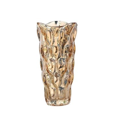 China New design colorful elegant transparent light floral soft glass crystal vase overall for sale