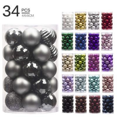 China Christamas House Decoration 4cm Fashion Set 34pcs Plastic Inflatable Christmas Decorations Blowing Balls for sale