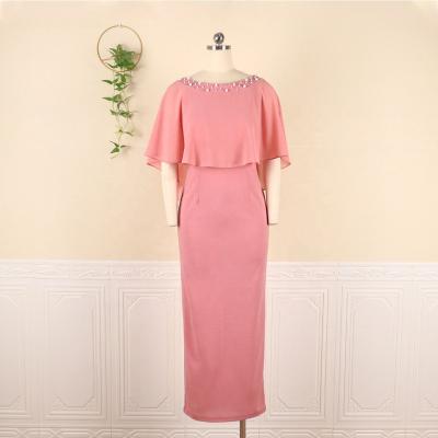 China KEN-AM210532A Anti-wrinkle beaded ruffle top pink long cocktail dress for women for sale