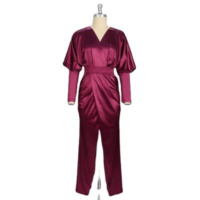 China wholesale KEN-AM211113 Anti-wrinkle wrap split satin women nightgown with long puff sleeves for sale