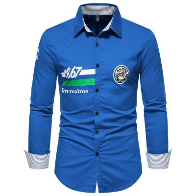 China Anti-pilling Custom Logo Mens Shirts Screen Printing Shirts For Mens Long Sleeve en venta