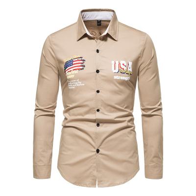 China Anti-pilling Custom Logo Shirts For Men Cotton 100% Long Sleeve Shirts en venta