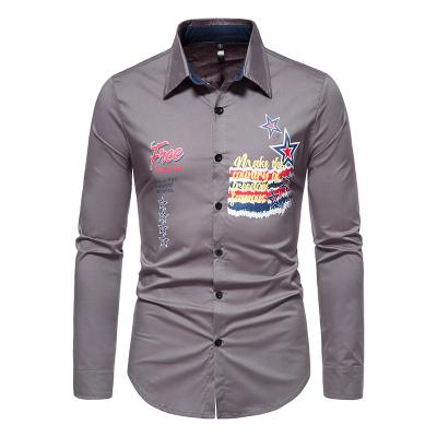 China Anti-pilling High Quality Printed Custom Logo Men's Long Sleeve Shirt For Shirt Men à venda