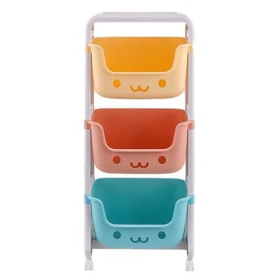 China Living Room Creative Multi-Storey Kitchen Household Floor Rack Storage Toy Kitchen Pulley Sundries Sorting Rack for sale