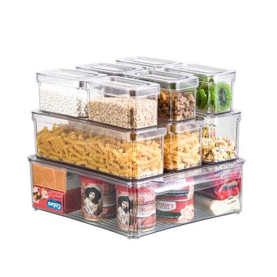 China Modern 10 Pieces Food Storage Container Set Plastic Transparent Refrigerator Container Food Storage Container for sale