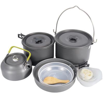 China Gas Cooker Aluminum Alloy Camping Cookware Set Outdoor Cooking Equipment Camping Cookware Teapot Kettle for sale