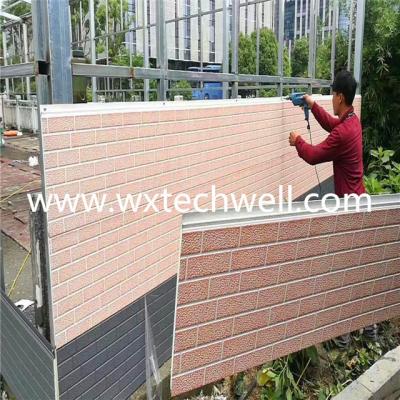 China 16x380mm PU Exterior Decoration Metal Siding Sandwich Panel Machine for sale