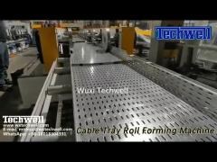 PLC Cable Tray Roll Forming Machine 15KW Steel With Hydraulic Punching