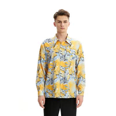 China Hawaiian Shirts Anti-Pilling Men's Quick-Dry Turn-Down Collar Long Sleeve Casual Beach Shirt for sale