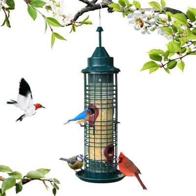 China Durable Hot Selling Outdoor Anti Squirrel Iron Art Automatic Bird Feeders For Outdoor Bird Hanging Feeder for sale