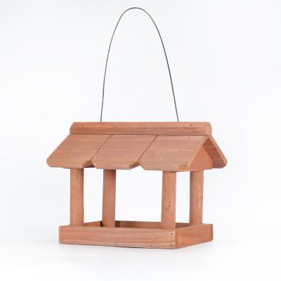 China Wholesale Sustainable Handmade Wooden Bird Feeder Outdoor Garden Hanging Bird Feeding Station for sale