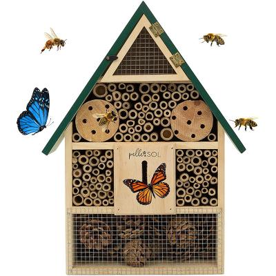 China Promotion Breathable Ladybugs Habitat Insect Hotel Garden Beneficial Insect Hotel With Roof Insect House for sale