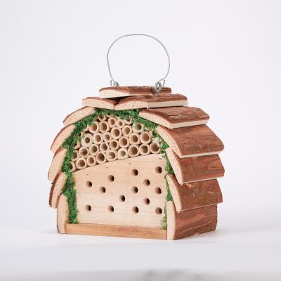 China Wholesale Sustainable Yard Garden Multi Habitat Outdoor Decorative Hanging Bee Insect Wooden Nesting Boxes for sale