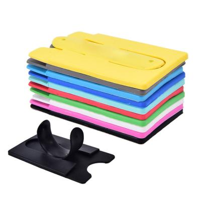 China Eco-Friendly 2 in 1 Silicone Adhesive Stick on ID Credit Card Holder with Phone Holder for sale