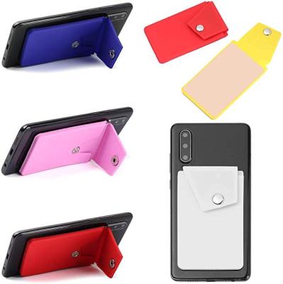 China Easy to Install Easy to Install New Silicone Adhesive Phone Wallet with Snap Phone Pocket Sticker Smart Back Credit Card Holder with Stand for Smart Phone for sale