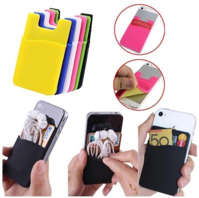 China Fashionable in style and convenient to wear. Fashionable in style and convenient to wear. 2018 New Style Silica Gel Mobile Phone Wallet Cash Credit Pocket Stick On ID Card Holder 3M Adhesive for sale