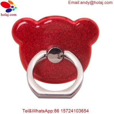 China 2018 hot sales eco-friendly eco-friendly on Amazon glitter bear hea mobile phone holder ring 360 degree phone grip for sale