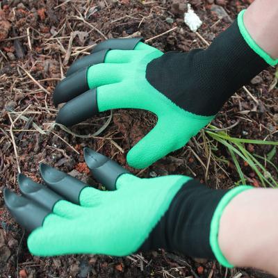 China Green Breathable Garden Gloves With Fingertips Claws Digging And Plant Safe For Rose Pruning Gloves Mittens Digging Gloves for sale