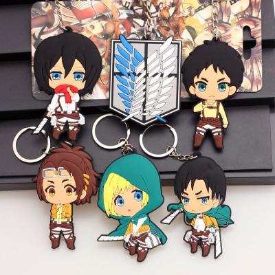 China Anime Double Side Character PVC Key Chain 3d One Piece ATTACK ON TITAN Anime Figure Cartoon Peripheral Keychains Bulk Craf017 for sale