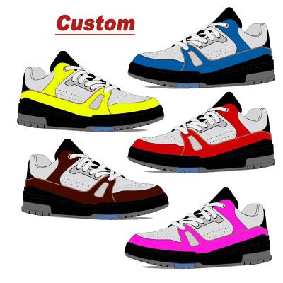 China Basketball Shoes Sports Luxury Fashion Customize Brand Mens Skateboard Custom Genuine Leather Sneaker Shoes With Box Designer for sale