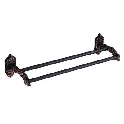 China Antioxidation Bathroom European Style Black Wall Hanging Storage Folding Towel Rack for sale