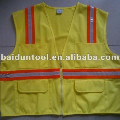 China Relective Reflective Safety Vest With Zipper Pockets / High Visibility Safety Vest Factory for sale