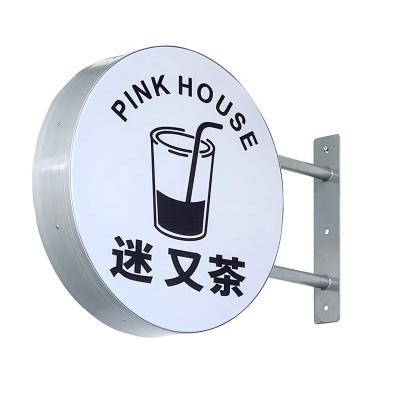 China Double Sided Round Outdoor Led Light Box Sign Frameless Light Box Outdoor Wall Mounted Shop Advertising for sale