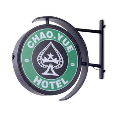 China Double Sided Outdoor Waterproof Round Light Box For Shop Signs Led Type Hanging Wall Illuminated Billboard for sale