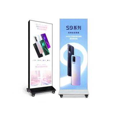 China Outdoor moving floor outdoor standing led billboard vertical double sided frameless aluminum alloy fabric for sale