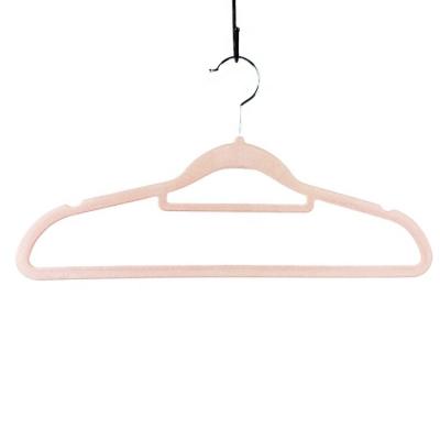 China KOREAN velvet hangersThicken pink color non slip design custom steel hook with 360 degree swivel for sale