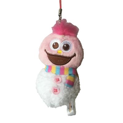 China Cute Cotton Christmas Pink Hair Monster Snowman Dolls Charm Custom Export Plush Pendant Key Chain Toy Mascot for sale