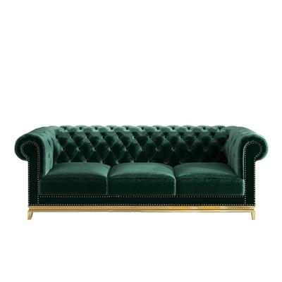 China Vintage French Velvet Sofa Light Luxury Furniture Chesterfield Tufted Sofas For Living Room Furniture for sale