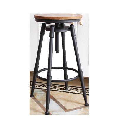 China Wooden Bar Stool Round Kitchen High Bar Stool Bar Counter Metal Stool/PU Leather Seat Chair for sale