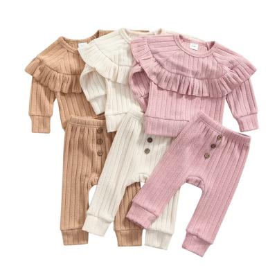 China Casual Toddler Girls Long Sleeves Lounge Set Baby Clothing Outfit Pajamas Set for sale