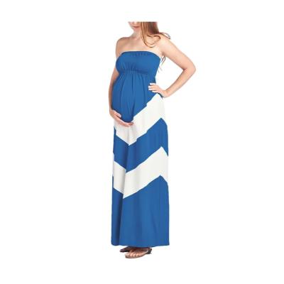 China Breathable Maternity Maxi Dress Summer Beach Women Strapless Tube Dress Pregnancy Clothes for sale