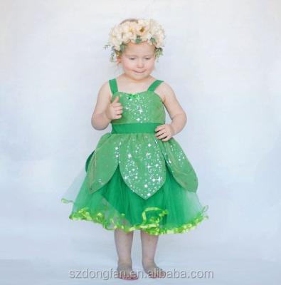 China Fairy Tinkerbell Babies Costume Viable Green Tutu Dress For Halloween for sale