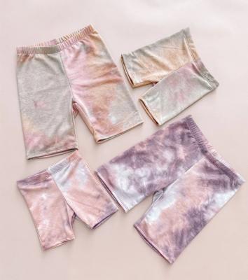 China QUICK DRY Summer Clothes Tie Dye Biker Shorts Family Matching Mommy and Me Outfits Sets for sale