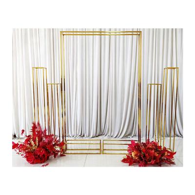 China Fashion Large Gold Metal Backdrop Stand Wedding Arch Wedding Backdrop For Wedding Party And Event Decoration for sale