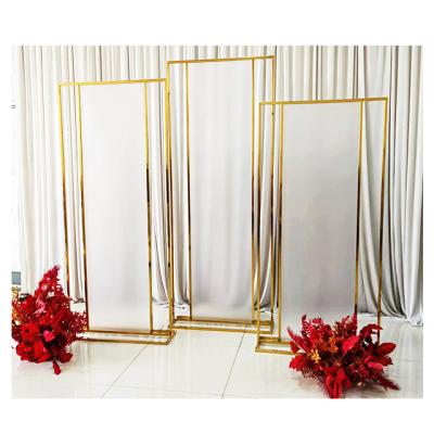 China Easy Assemble Fashion Square Pedestal Metal Gold Wedding Stainless Steel Wedding Props Background Flower Stand Other Wedding Decorations for sale