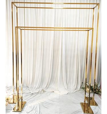 China New Arrival Metal Wedding Backdrop Metal Stand Durable Wedding Arch Shining Gold Arch for sale