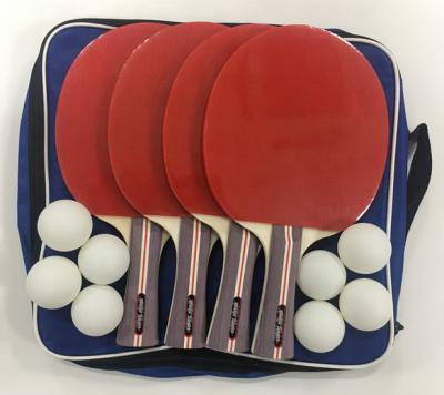 China Family Fun Customized Hot Sale 4 Players Professional Ping Pong Paddle Table Tennis Racket Set With 8 Balls for sale