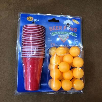 China Entainment OEM Beer Pong Game Set 24 Cups and 24 Balls Bloat Beer Pong Cups Reusable Beer Pong Pack Inflatable for sale